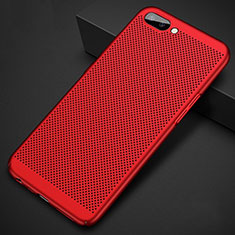 Coque Plastique Rigide Etui Housse Mailles Filet pour Oppo A12e Rouge