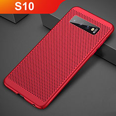 Coque Plastique Rigide Etui Housse Mailles Filet pour Samsung Galaxy S10 Rouge