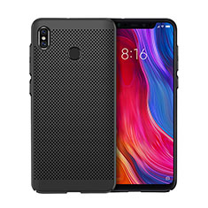 Coque Plastique Rigide Etui Housse Mailles Filet pour Xiaomi Mi 8 Noir