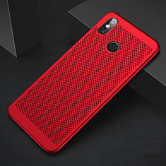 Coque Plastique Rigide Etui Housse Mailles Filet pour Xiaomi Mi 8 Rouge