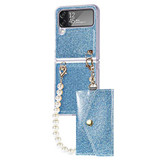 Coque Plastique Rigide Etui Housse Mat P08 pour Samsung Galaxy Z Flip4 5G Bleu