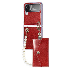 Coque Plastique Rigide Etui Housse Mat P08 pour Samsung Galaxy Z Flip4 5G Rouge