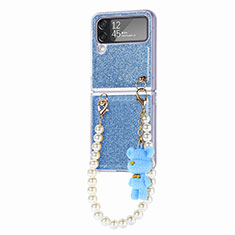 Coque Plastique Rigide Etui Housse Mat P09 pour Samsung Galaxy Z Flip4 5G Bleu