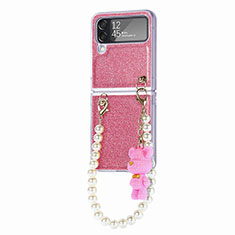 Coque Plastique Rigide Etui Housse Mat P09 pour Samsung Galaxy Z Flip4 5G Or Rose