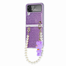 Coque Plastique Rigide Etui Housse Mat P09 pour Samsung Galaxy Z Flip4 5G Violet Clair