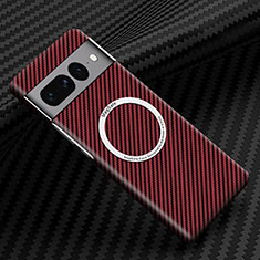 Coque Plastique Rigide Etui Housse Mat Serge avec Mag-Safe Magnetic Magnetique pour Google Pixel 7 Pro 5G Rouge