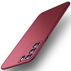 Coque Plastique Rigide Etui Housse Mat YK6 pour Oppo Reno6 Pro 5G India Rouge