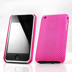 Coque Plastique Rigide Mailles Filet pour Apple iPhone 3G 3GS Rose Rouge