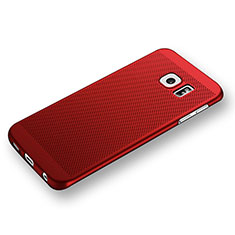 Coque Plastique Rigide Mailles Filet pour Samsung Galaxy S6 Edge SM-G925 Rouge