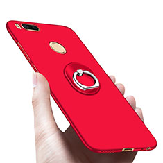 Coque Plastique Rigide Mat avec Support Bague Anneau A03 pour Xiaomi Mi 5X Rouge