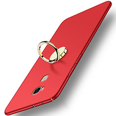 Coque Plastique Rigide Mat avec Support Bague Anneau pour Huawei Honor Play 5X Rouge