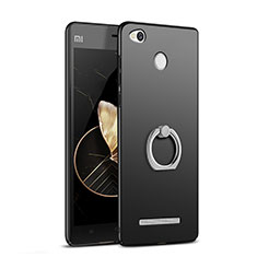 Coque Plastique Rigide Mat avec Support Bague Anneau pour Xiaomi Redmi 3S Prime Noir