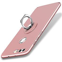 Coque Plastique Rigide Mat et Support Bague Anneau pour Huawei Honor 8 Or Rose