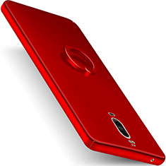 Coque Plastique Rigide Mat et Support Bague Anneau pour Huawei Mate 9 Pro Rouge