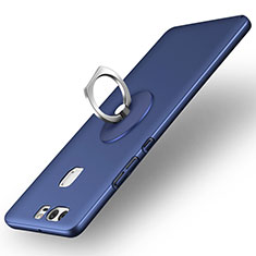 Coque Plastique Rigide Mat et Support Bague Anneau pour Huawei P9 Plus Bleu