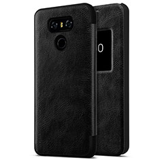 Coque Plastique Rigide Motif Cuir pour LG G6 Noir