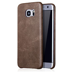 Coque Plastique Rigide Motif Cuir pour Samsung Galaxy S7 Edge G935F Marron