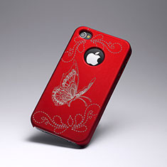 Coque Plastique Rigide Papillon pour Apple iPhone 4 Rouge