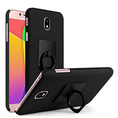 Coque Plastique Rigide Sables Mouvants avec Support Bague Anneau pour Samsung Galaxy J7 Pro Noir