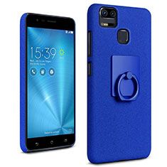 Coque Plastique Rigide Sables Mouvants et Support Bague Anneau pour Asus Zenfone 3 Zoom Bleu