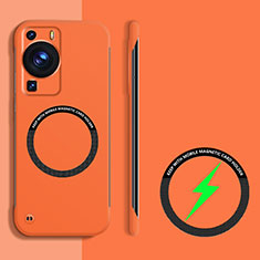 Coque Plastique Rigide Sans Cadre Etui Housse Mat avec Mag-Safe Magnetic Magnetique pour Huawei P60 Orange