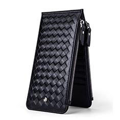 Coque Pochette Cuir Losange Universel pour Oppo Find X3 Pro 5G Noir