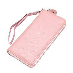 Coque Pochette Cuir Universel Litchi Motif pour Sony Xperia Ace III SOG08 Rose