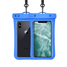 Coque Pochette Etanche Waterproof Universel W07 pour Accessories Da Cellulare Bastone Selfie Bleu