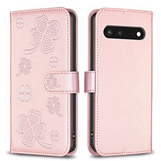 Coque Portefeuille Fleurs Livre Cuir Etui Clapet BF1 pour Google Pixel 7 5G Or Rose