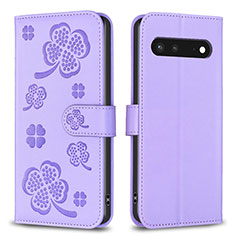 Coque Portefeuille Fleurs Livre Cuir Etui Clapet BF1 pour Google Pixel 7 5G Violet