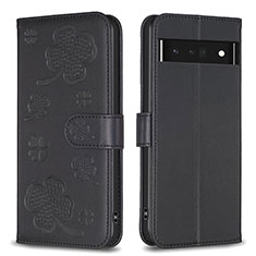 Coque Portefeuille Fleurs Livre Cuir Etui Clapet BF1 pour Google Pixel 7 Pro 5G Noir