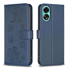 Coque Portefeuille Fleurs Livre Cuir Etui Clapet BF1 pour Oppo A78 4G Bleu