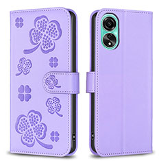 Coque Portefeuille Fleurs Livre Cuir Etui Clapet BF1 pour Oppo A78 4G Violet