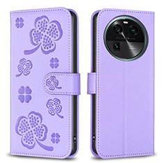 Coque Portefeuille Fleurs Livre Cuir Etui Clapet BF1 pour Oppo Find X6 5G Violet