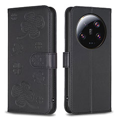 Coque Portefeuille Fleurs Livre Cuir Etui Clapet BF1 pour Xiaomi Mi 13 Ultra 5G Noir