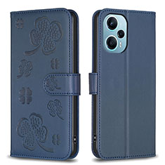 Coque Portefeuille Fleurs Livre Cuir Etui Clapet BF1 pour Xiaomi Poco F5 5G Bleu