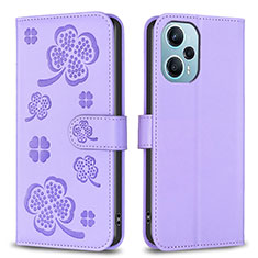 Coque Portefeuille Fleurs Livre Cuir Etui Clapet BF1 pour Xiaomi Poco F5 5G Violet