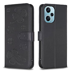 Coque Portefeuille Fleurs Livre Cuir Etui Clapet BF1 pour Xiaomi Redmi Note 12 Turbo 5G Noir