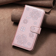 Coque Portefeuille Fleurs Livre Cuir Etui Clapet BF2 pour Huawei Honor 90 Lite 5G Or Rose