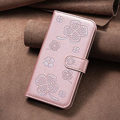 Coque Portefeuille Fleurs Livre Cuir Etui Clapet BF2 pour Oppo A58 4G Or Rose