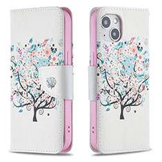 Coque Portefeuille Fleurs Livre Cuir Etui Clapet L01 pour Apple iPhone 14 Mixte