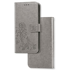 Coque Portefeuille Fleurs Livre Cuir Etui Clapet pour Google Pixel 5 XL 5G Gris