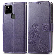 Coque Portefeuille Fleurs Livre Cuir Etui Clapet pour Google Pixel 5a 5G Violet