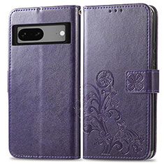 Coque Portefeuille Fleurs Livre Cuir Etui Clapet pour Google Pixel 7 5G Violet