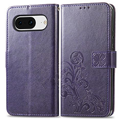 Coque Portefeuille Fleurs Livre Cuir Etui Clapet pour Google Pixel 8 5G Violet