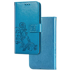 Coque Portefeuille Fleurs Livre Cuir Etui Clapet pour Huawei Honor 10X Lite Bleu