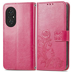 Coque Portefeuille Fleurs Livre Cuir Etui Clapet pour Huawei Honor 50 SE 5G Rose Rouge