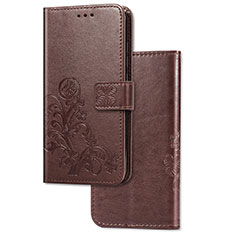 Coque Portefeuille Fleurs Livre Cuir Etui Clapet pour Huawei Honor 9X Marron