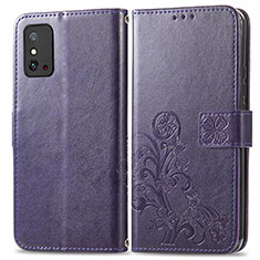 Coque Portefeuille Fleurs Livre Cuir Etui Clapet pour Huawei Honor X10 Max 5G Violet