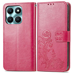 Coque Portefeuille Fleurs Livre Cuir Etui Clapet pour Huawei Honor X8b Rose Rouge